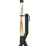 Green Flame Rocket Heater Pellet-Terrassenofen in Schwarz mit Flamme im Glasrohr
