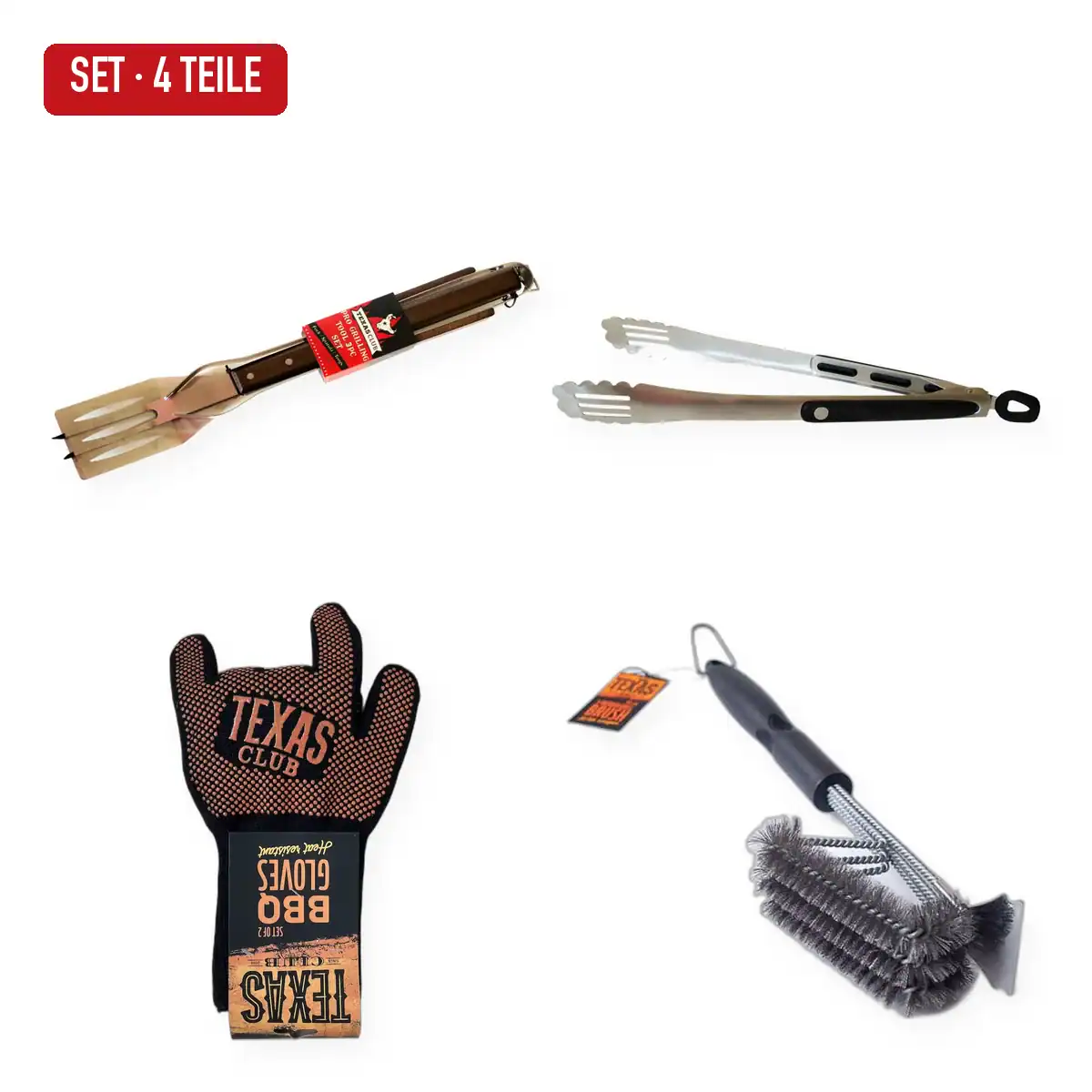 grillmeister-set-1200 Grillmeister-Set mit Besteck, Zange, Handschuhen und Bürste