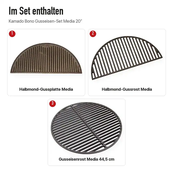 Inhalt: Kamado Bono Gusseisen-Set Media 20″