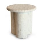 Happy Cocooning Side Table Rib Beistelltisch in Travertin