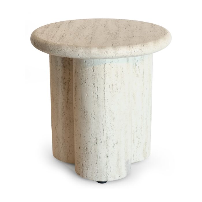 Happy Cocooning Side Table Rib Beistelltisch in Travertin