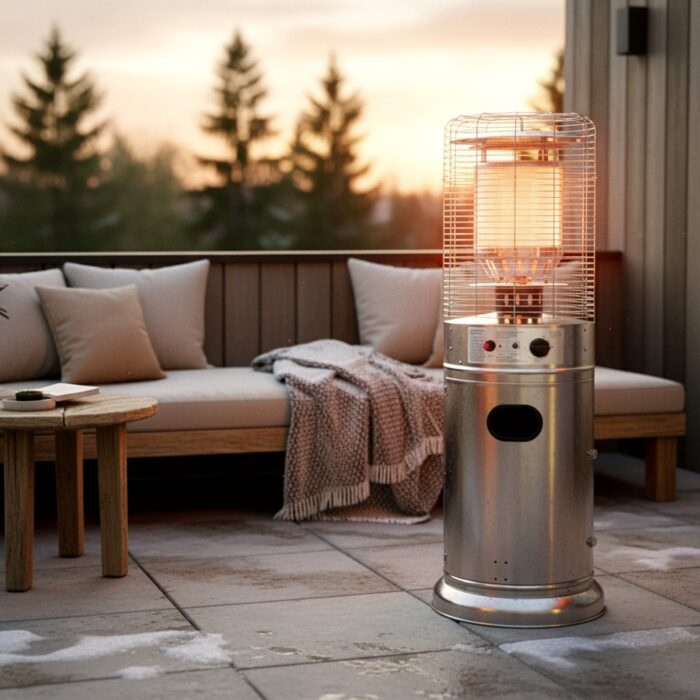 HEAT Salong Lounge Terrassenheizer in Edelstahl, Ansicht 3