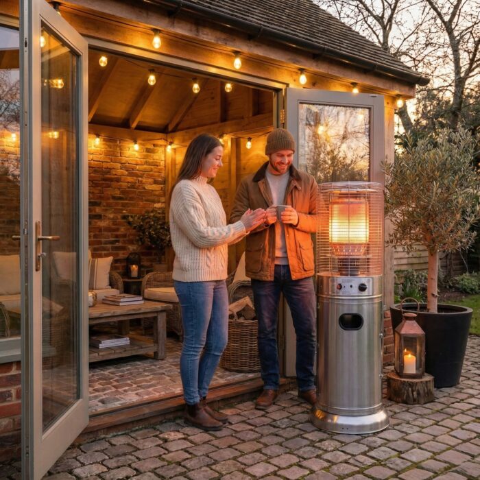 HEAT Salong Lounge Terrassenheizer in Edelstahl, Ansicht 4