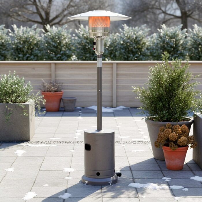 HEAT Solvarme Terrassenheizer Pilzform in Grau, Ansicht 3