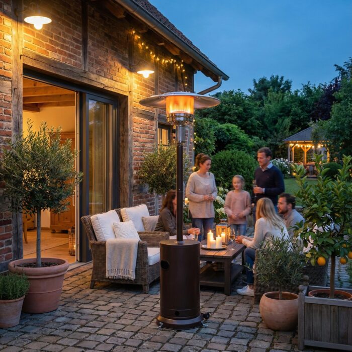 HEAT Solvarme Terrassenheizer Pilzform in Grau, Ansicht 4