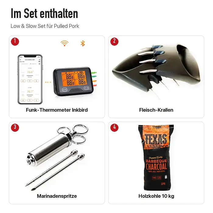 Inhalt: Low & Slow Set für Pulled Pork