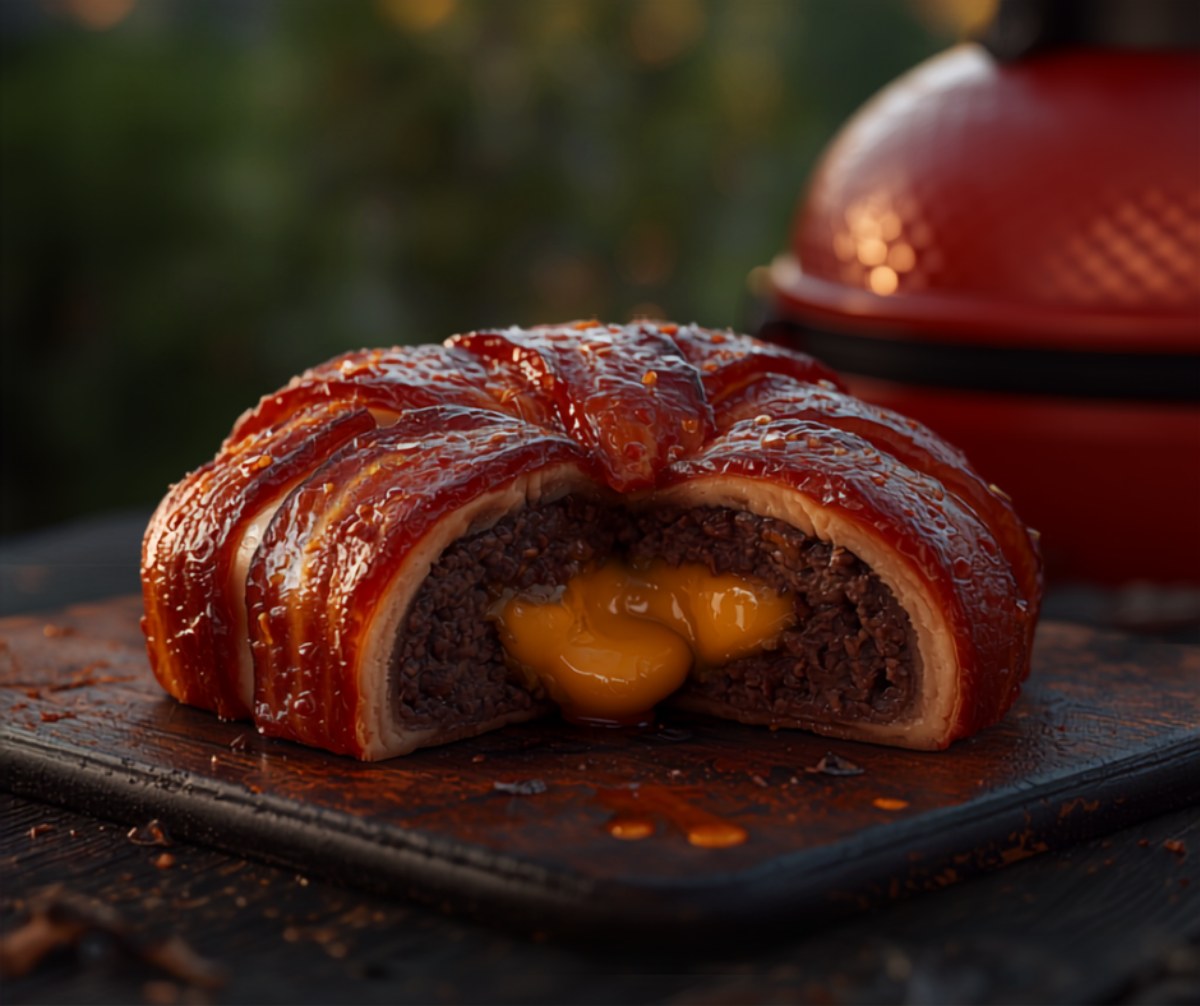 Bacon Bomb – gefüllter Hackbraten im Speckmantel vom Kamado — Rezept vom Keramikgrill