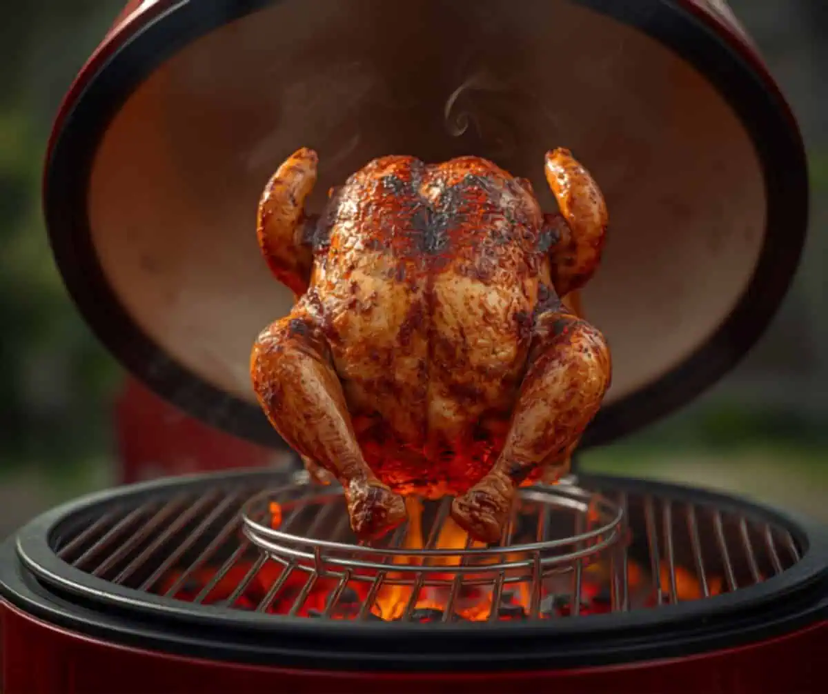 Bierdosenhähnchen (Beer Can Chicken) – knuspriges Hähnchen vom Kamado — Rezept vom Keramikgrill