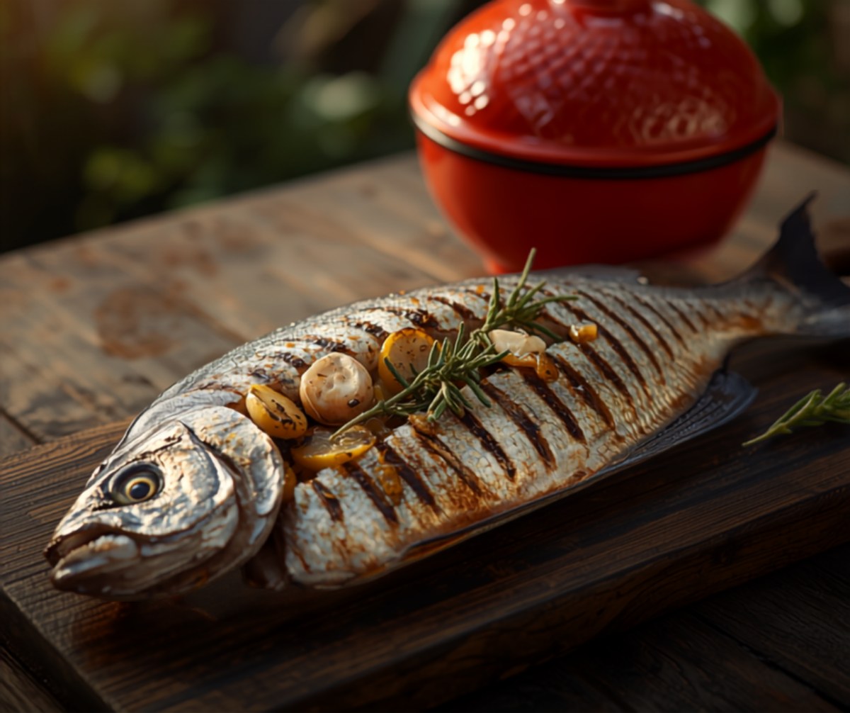 Ganze Dorade mit Zitrone und Kräutern – mediterran vom Grill — Rezept vom Keramikgrill