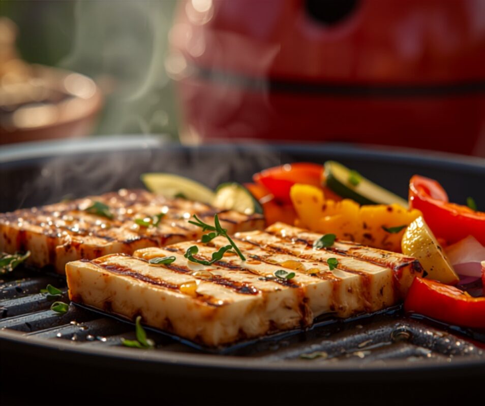 Halloumi und Sommergemüse von der Plancha – vegetarische Grillplatte — Rezept vom Keramikgrill